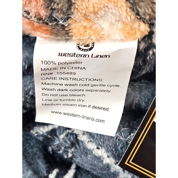 Western Linen Super Soft Flannel Fleece Blanket Twin Polyester Western Design - Picture 4 of 5